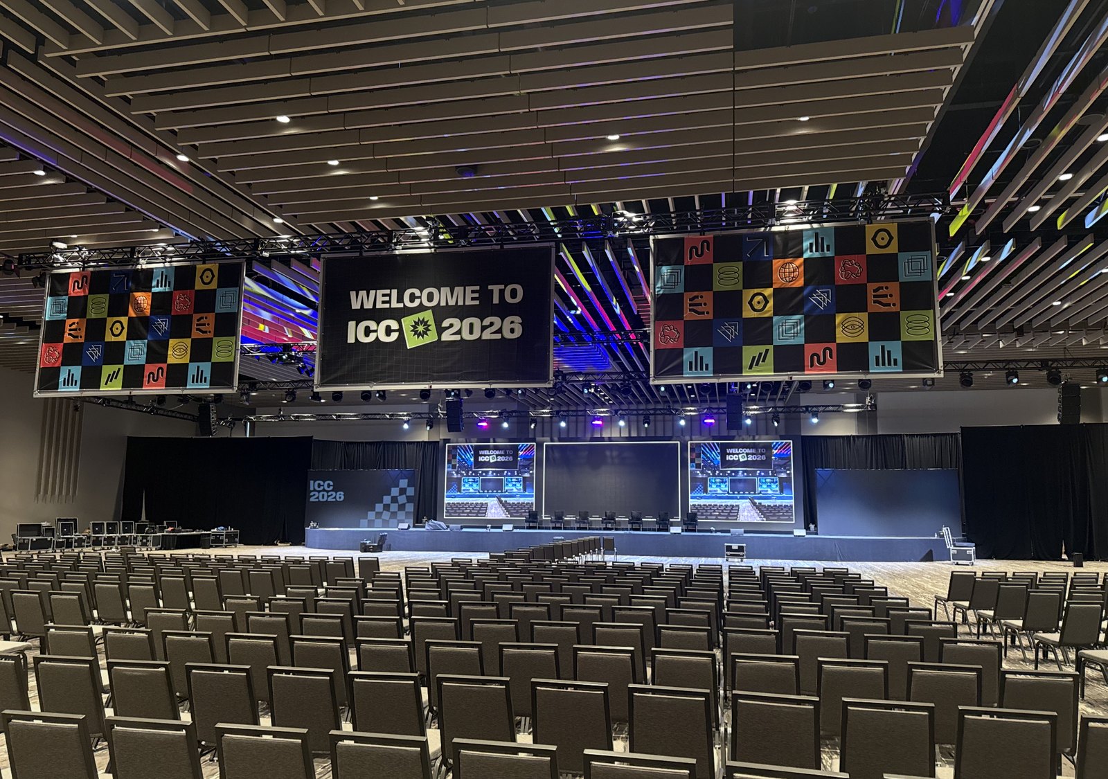 Main stage and seating at the SAFE Credit Union Convention Center set for ICC 2026